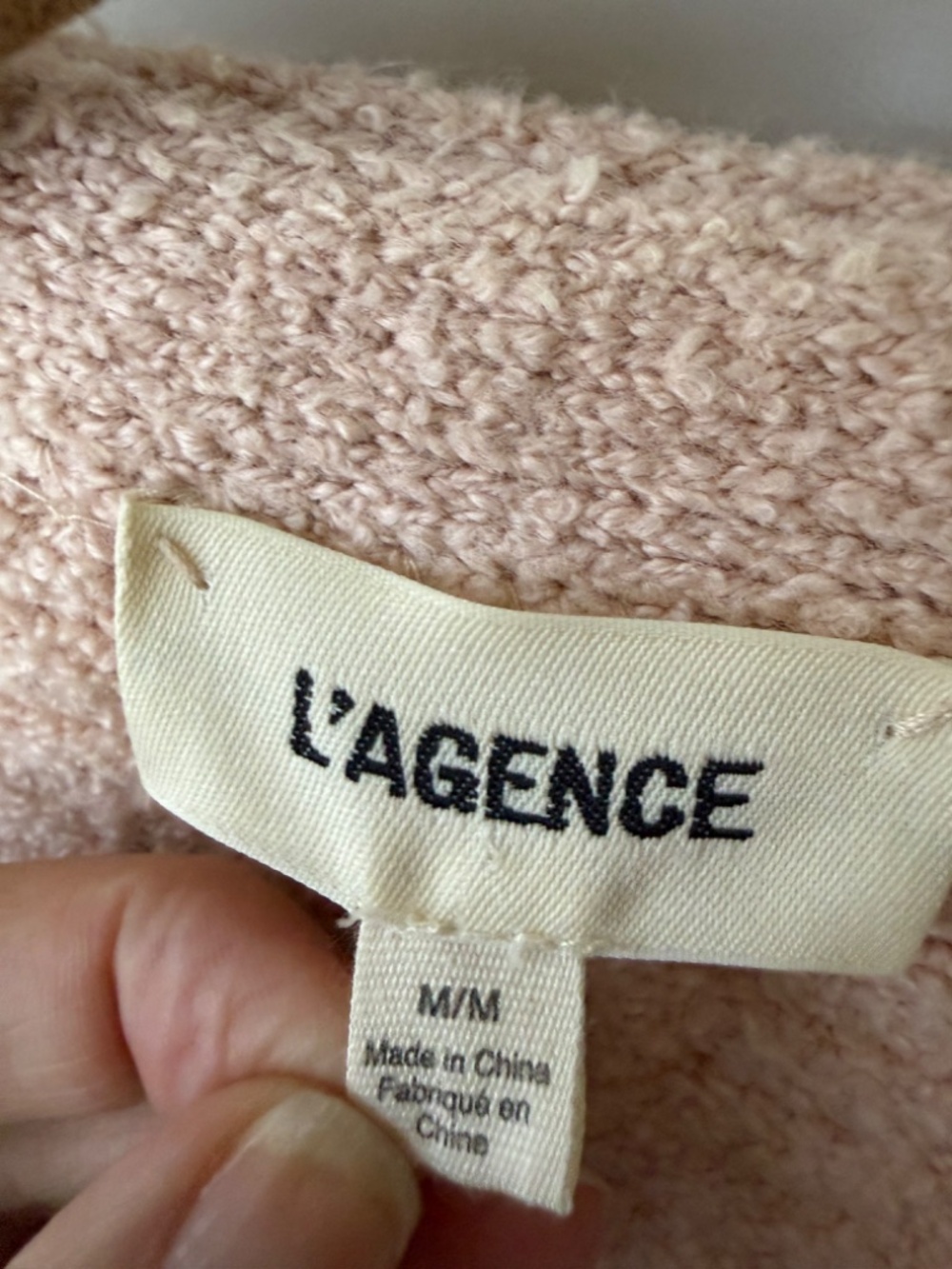 L'AGENCE Sue Textured Knit Longline Cardigan Pink Petal Gold Button M - Picture 6 of 9